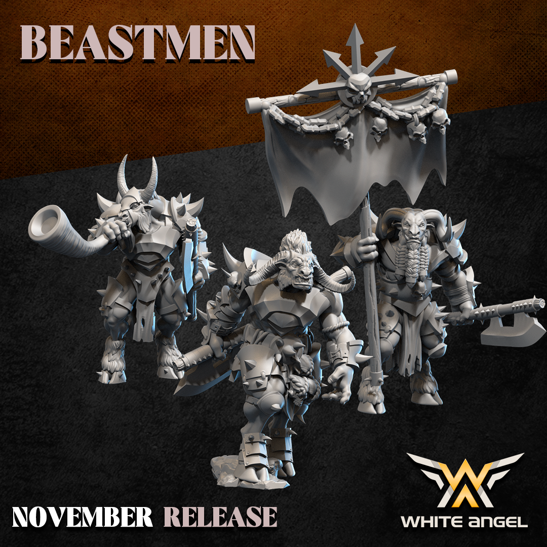 Bestigors de los Hombres Bestia grupo de mando Músico Capitán Estandarte