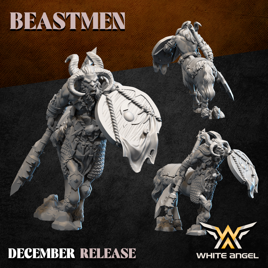 Centigors de los Hombres Bestia armados con lanzas y escudos