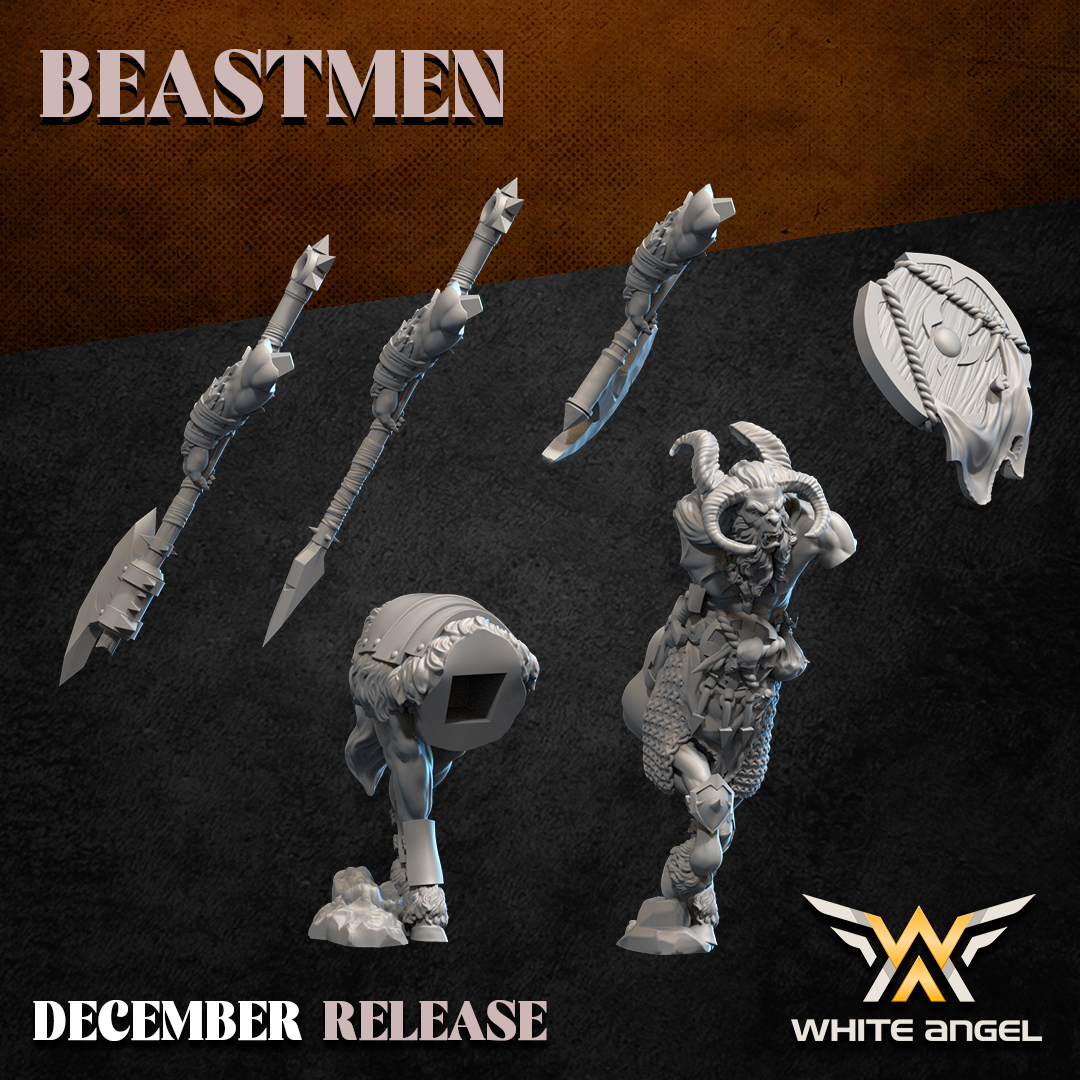 Miniaturas de Centigors Hombres Bestia partes bits escudos lanzas cabezas