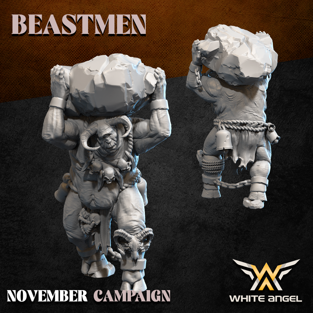 Cíclope de los Hombres Bestia, monstruo gigante de un solo ojo cargando piedra