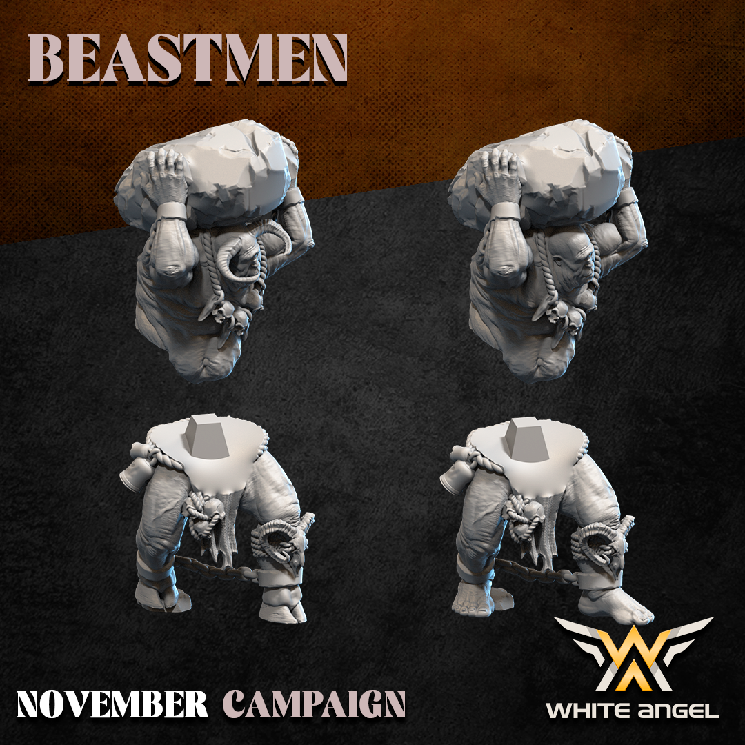 Cíclope de los Hombres Bestia, monstruo gigante de un solo ojo cargando piedras partes