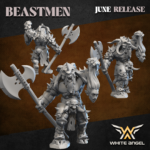 Doombull y Wargor de los Hombres Bestia con hachas y armadura pesada